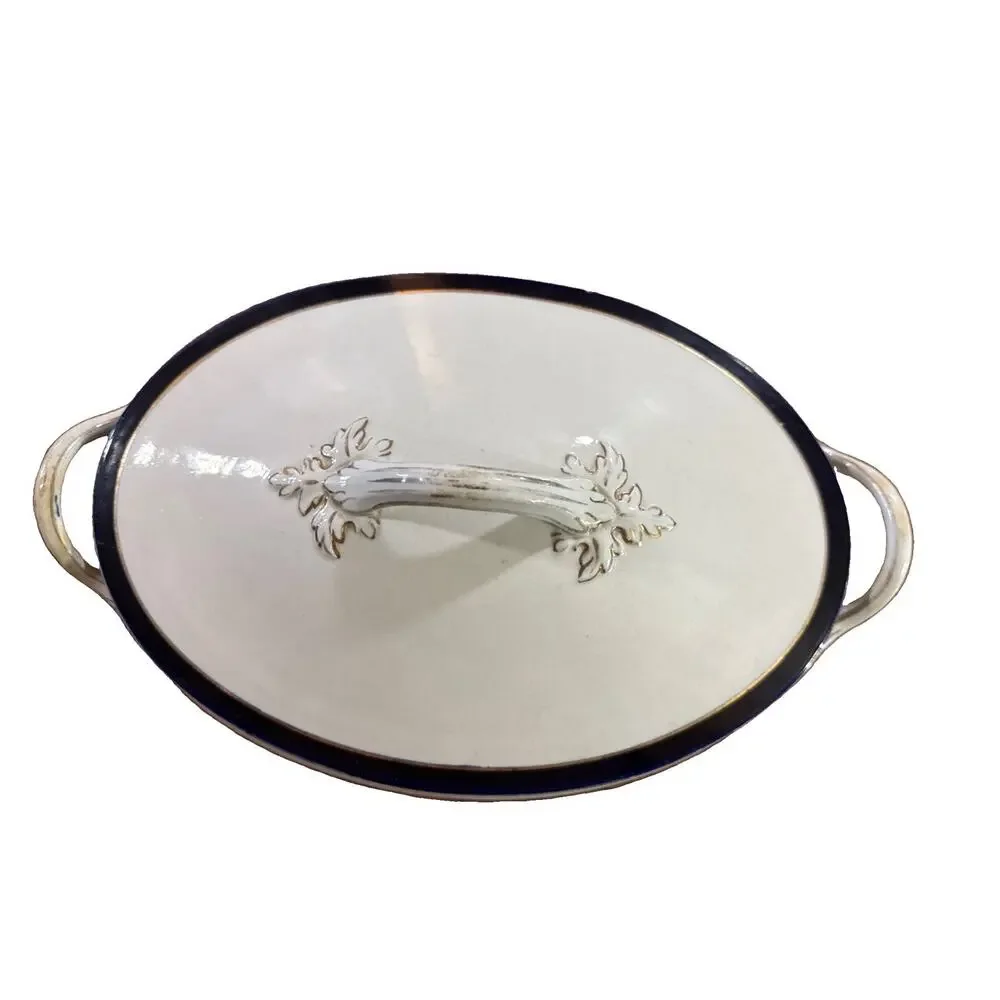 Vintage JHW & Sons Falcona Ware Tureen Covered Serving Dish Cobalt Blue Gold 30s